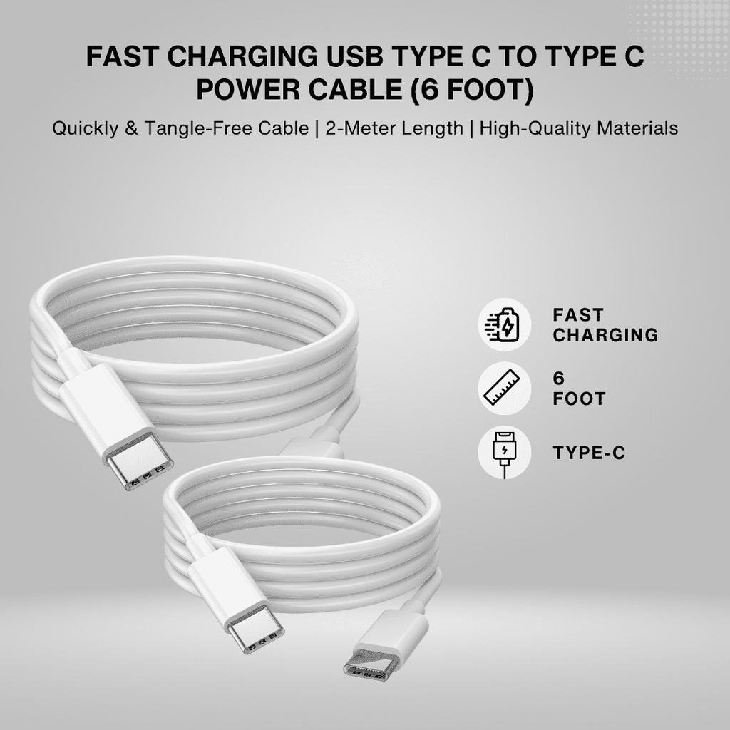 Lot 2 Chargeurs Rapide 20W + 2 Cables USB-C USB-C 2 mètres pour